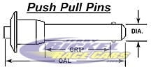 Push Pull Pins Button Head 3/8" Diameter, 2.000 Grip, Overall Length 3.405"